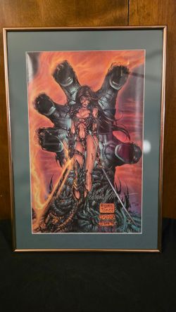 ​Michael Turner Signed Witchblade Limited Print 405/500 COA Framed Top Cow 1996