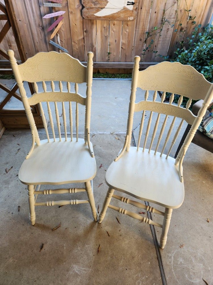 Pair of repainted wooden dining room chairs