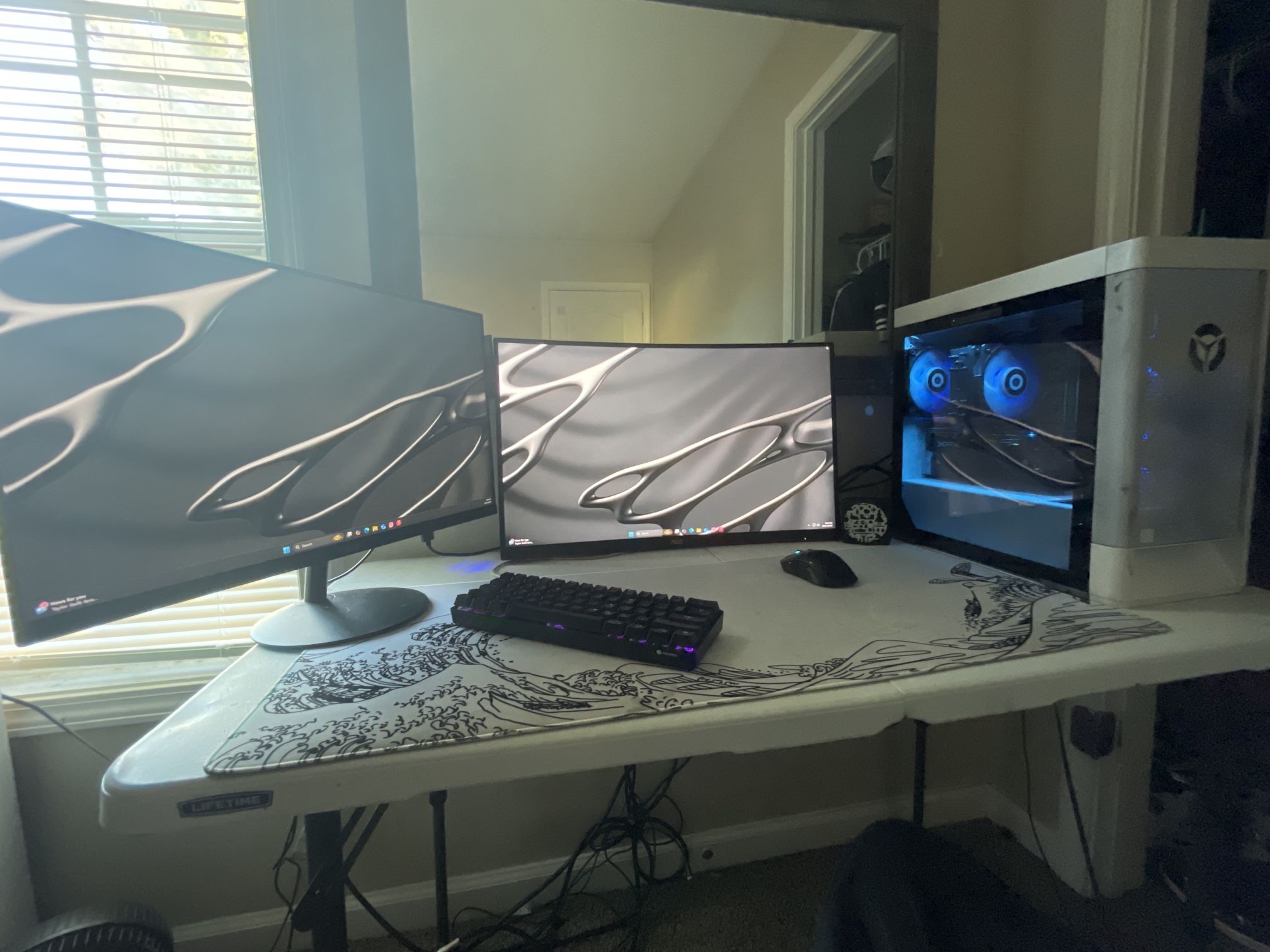 Full Gaming & Streaming Setup – Ryzen 7 / RX 570 / Dual Monitors / Desk Included (Everything You Need) 
