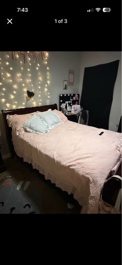 Dresser, nightstand w/ mirror, & bed frame (no mattress)