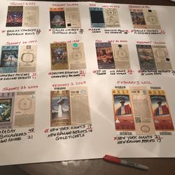 Super Bowl Ticket Stubs 1993 -20012 Includes Valuable 2012 Tickets And 2002 Tom Bradys