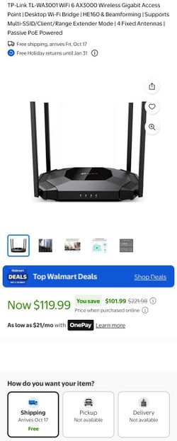 TP-Link TL-WA3001 WiFi 6 AX3000 Wireless Gigabit Access Point Desktop Wi-Fi Bridge | HE160 & Beamforming | Supports Multi SSID/Client/Range Extender