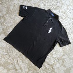 Black Men's XXL T-Shirt POLO RALPH LAUREN Embroidered White PONY 3