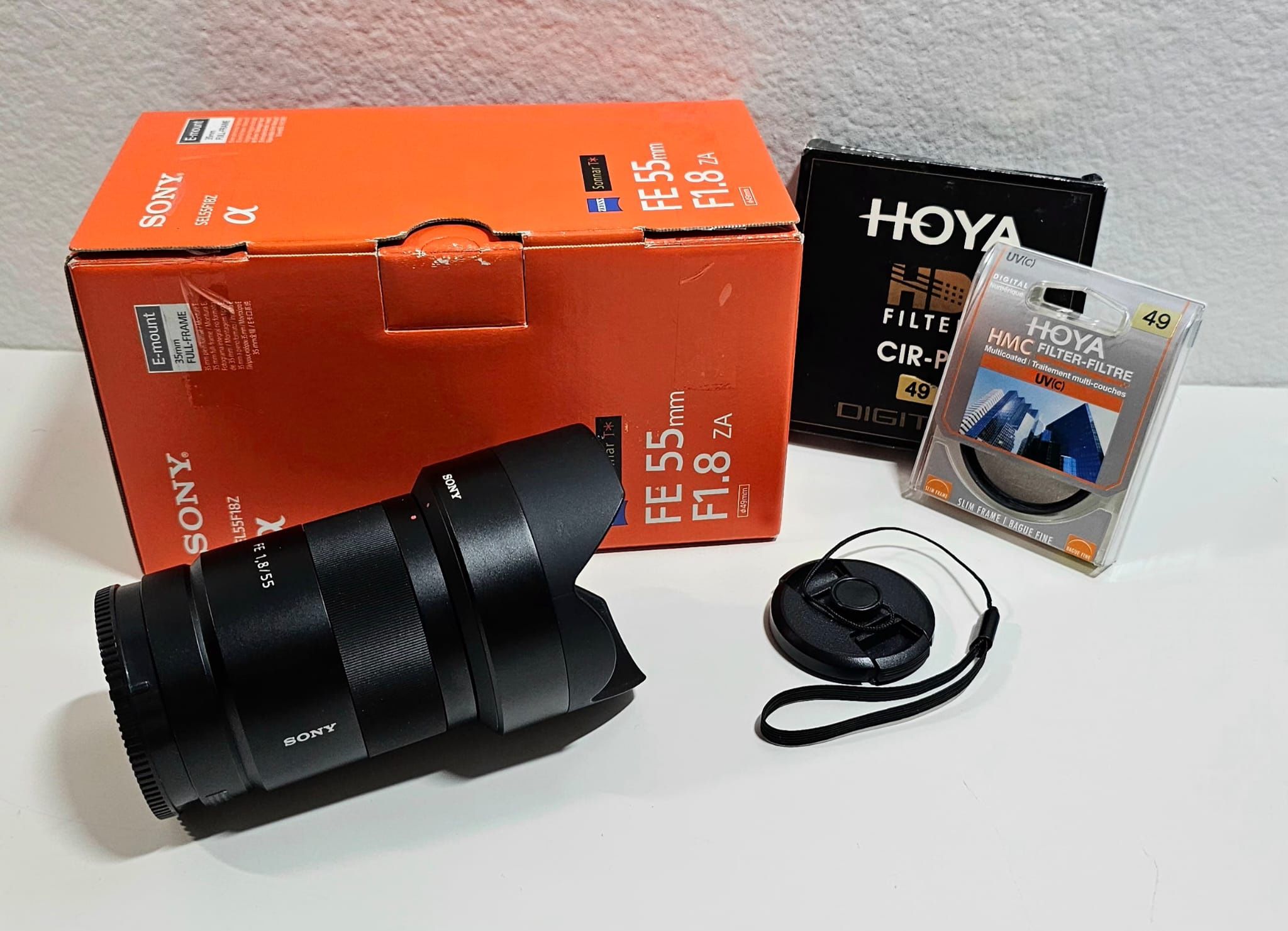 Sony Zeiss Sonnar T* FE 55mm F1.8 ZA Lens With Hoya UV and CPL Filters