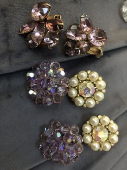Set of three clip on earrings
