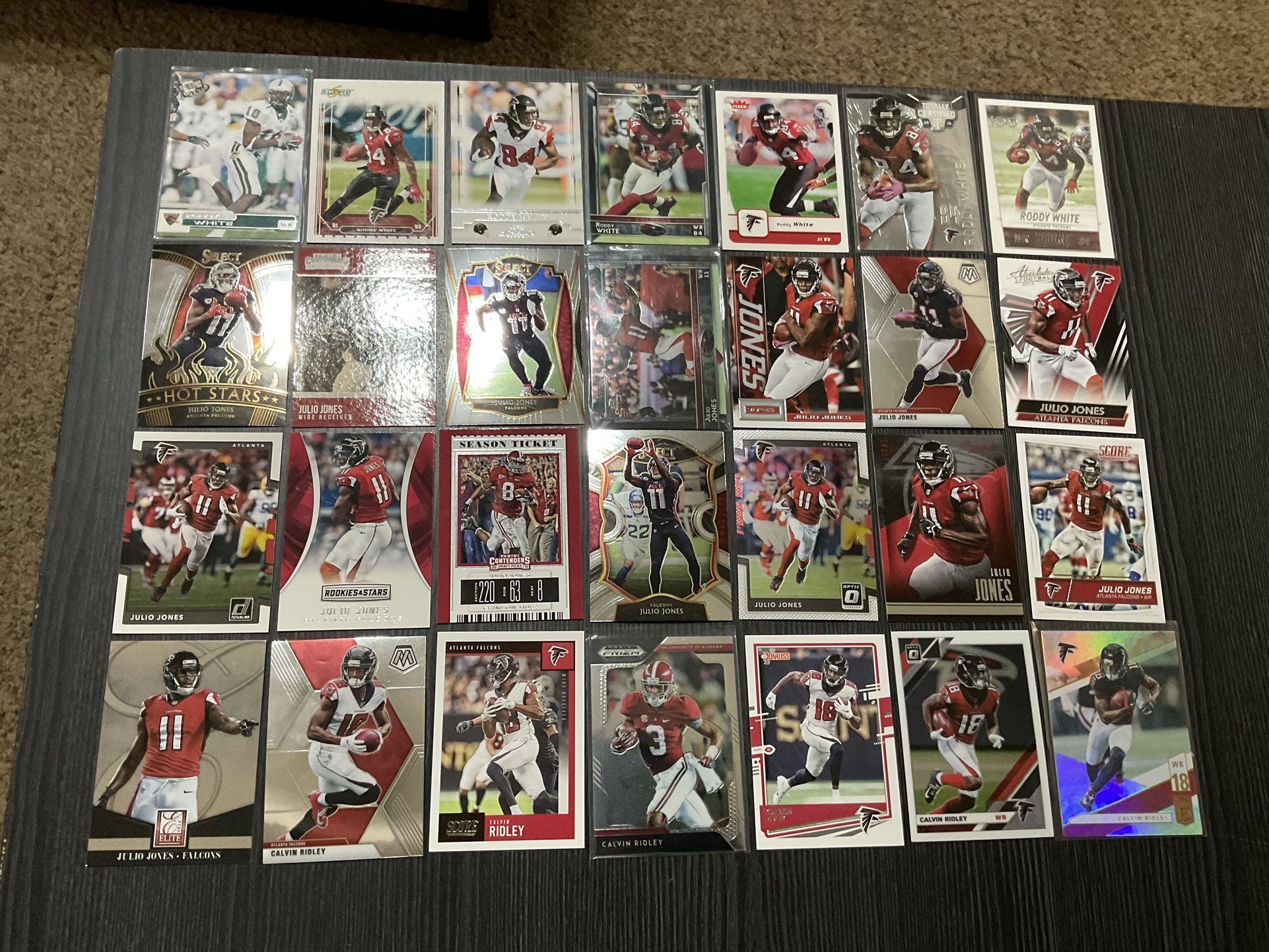 28 Roddy White, Calvin Ridley & Julio Jones Football Cards With Rookie & Inserts Atlanta Falcons Superstar WRs