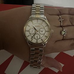 Fossil Watch Silver&Gold Band with white face