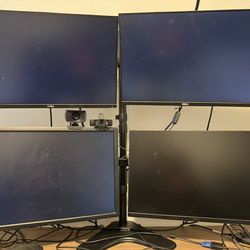 4 Dell Computer Monitors and Monitor Stand