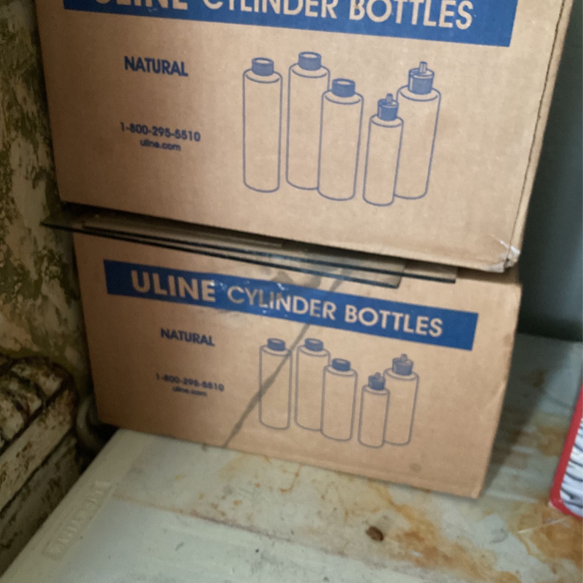 Cylinder bottles, brand, new case and a half