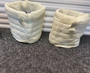 (2) new large quilted storage organizing baskets
