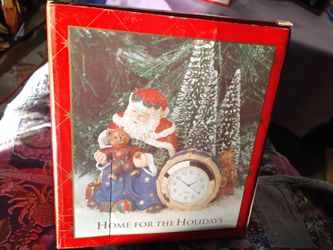 Santa w/Bear Clock from ' Home For The Holidays ' Series.