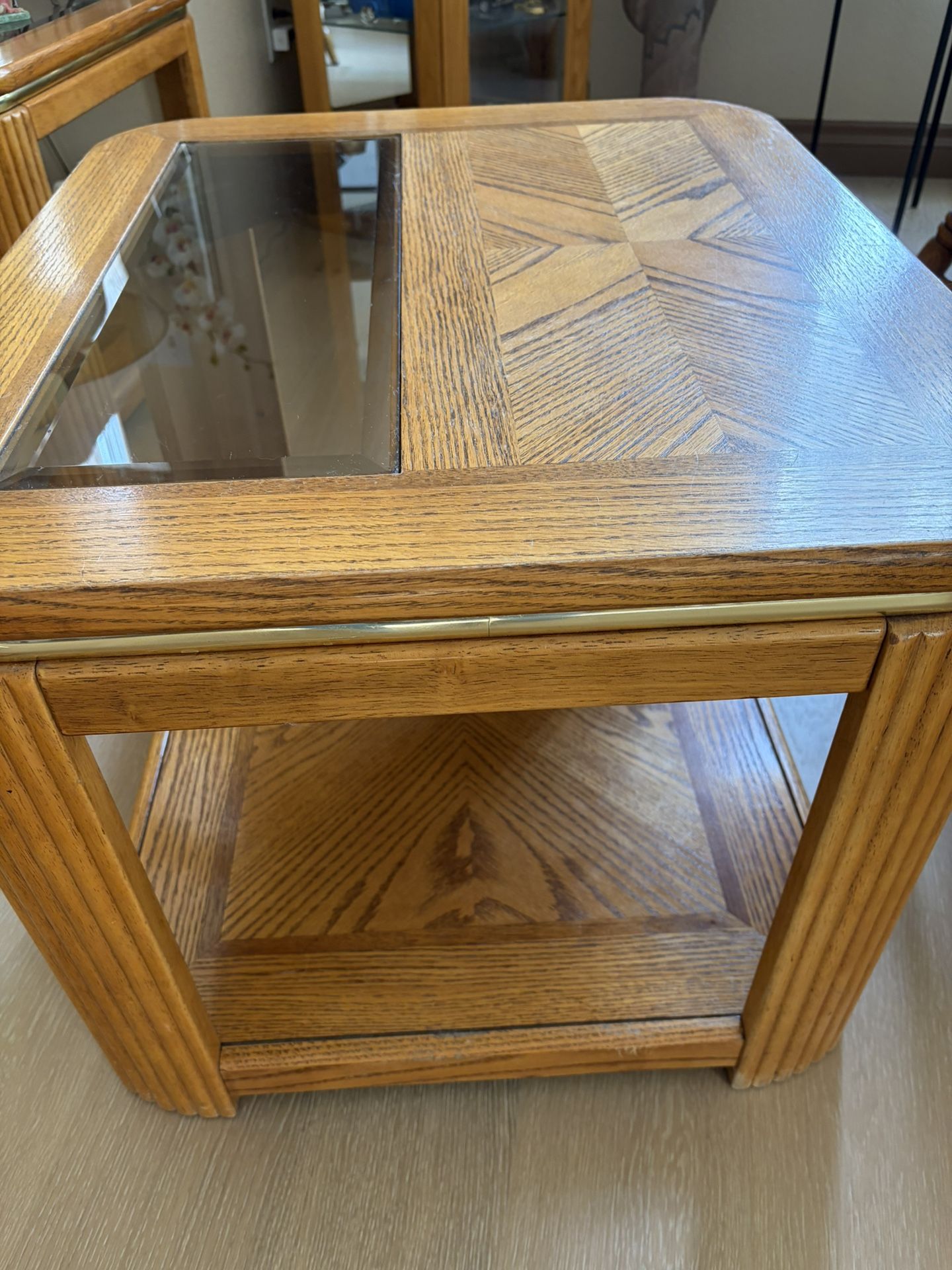 Wood And Glass End Table