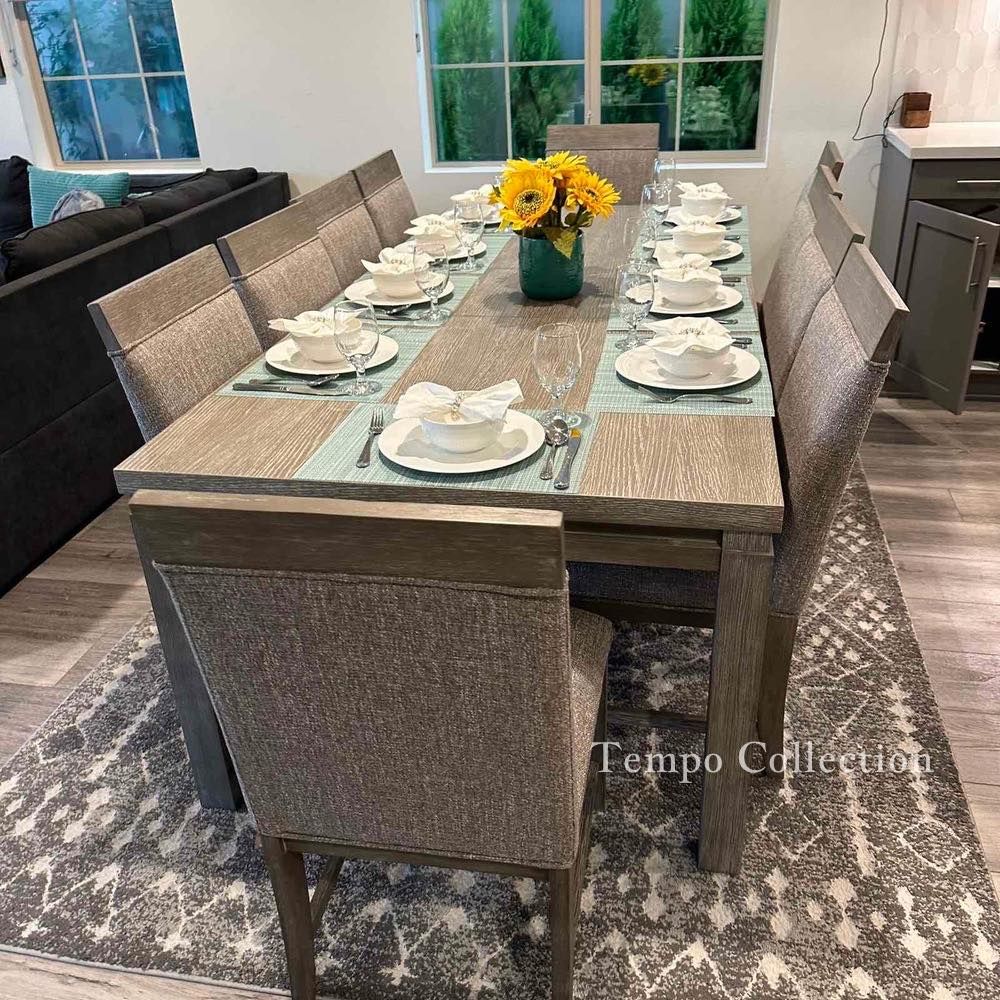 NEW || 11 Pcs Dining Set, Stone Gray, Table and 6 Chairs, SKU#10FM3597GY11Pcs