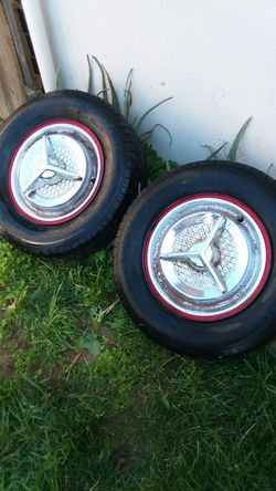 1950 Chevrolet Rims/Tires with Hubcaps Pair