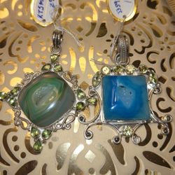 Your Choice 925 HUGE Semi Precious Druzy Pendants