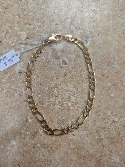14k Yellow Gold Figaro Link Bracelet 8.75"