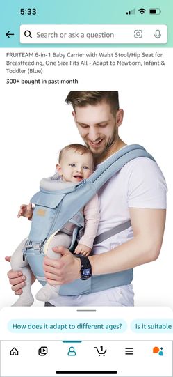Like New Baby Carrier With Hip Seat