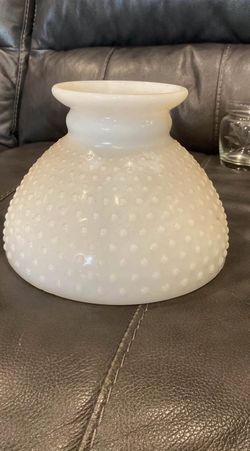 Vintage hobnail white milk glass lamp shade hurricane glass