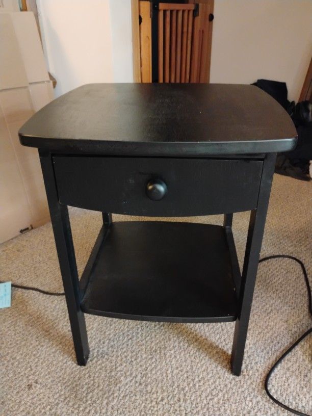 Flat Black Painted End Tables With Drawers To Exactly Alike