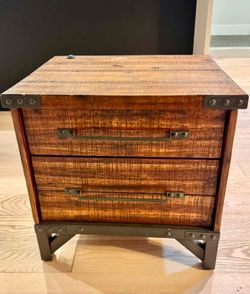 Wooden Modern Nightstand with metal detail