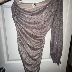 One Sleeve Shimmery Dress
