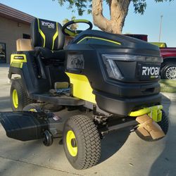 Ryobi 80V HP Brushless 42in.  Battery Electric Cordless Riding Lawn Tractor With (3) 80V 10 Ah Batteries And Charger 