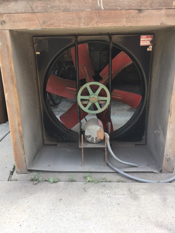 Dayton vertical belt drive Exhaust Fan Mod# 3n041l power come with 230/460 power H/P 1/2 work very good $200 or Best Ofer