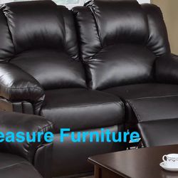 New Black Leather Recliner Loveseat (Finance and Delivery)