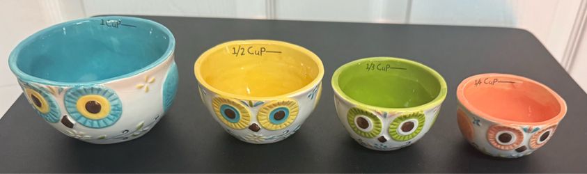 Four Piece Measuring Cup Set with Owl Design just $10