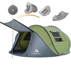 🏕️ Fits a Queen Size Mattress 🏕️  4 Person Easy Pop Up Tent Waterproof Automatic Setup 2 Doors-Instant Family Tents for Camping Hiking & Traveling