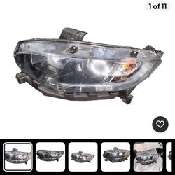 2016-2019 Honda Civic Headlight Left Driver Halogen With Bracket OEM