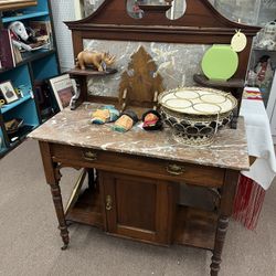 Antique Marble Topped Washstand Table