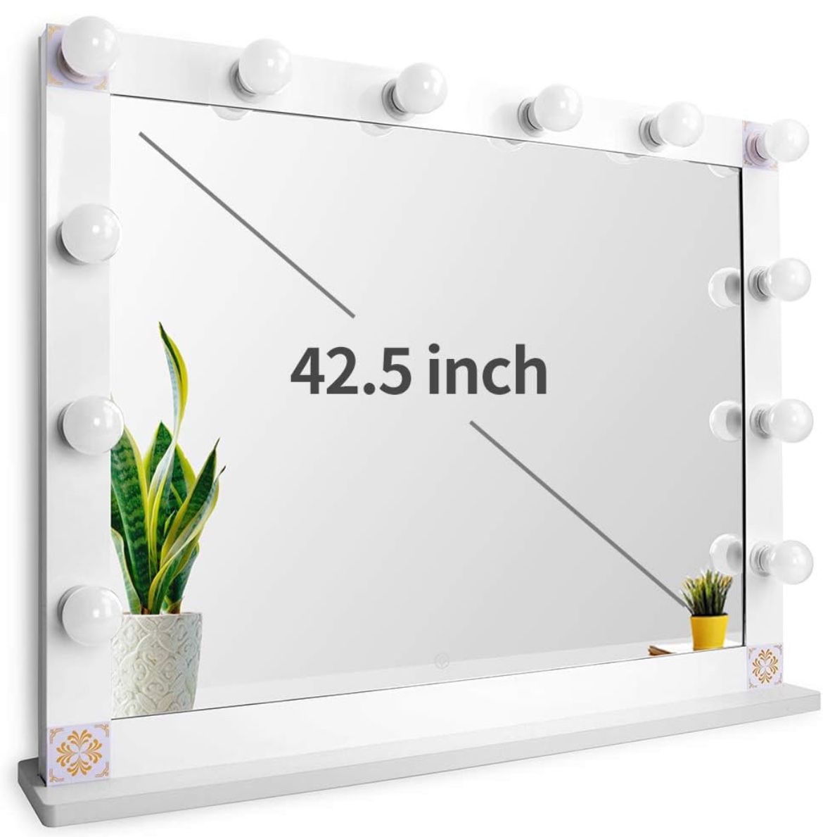 Hollywood Style Lighted Vanity Mirror, Tabletop Makeup Mirror with Dimmer Lights, White