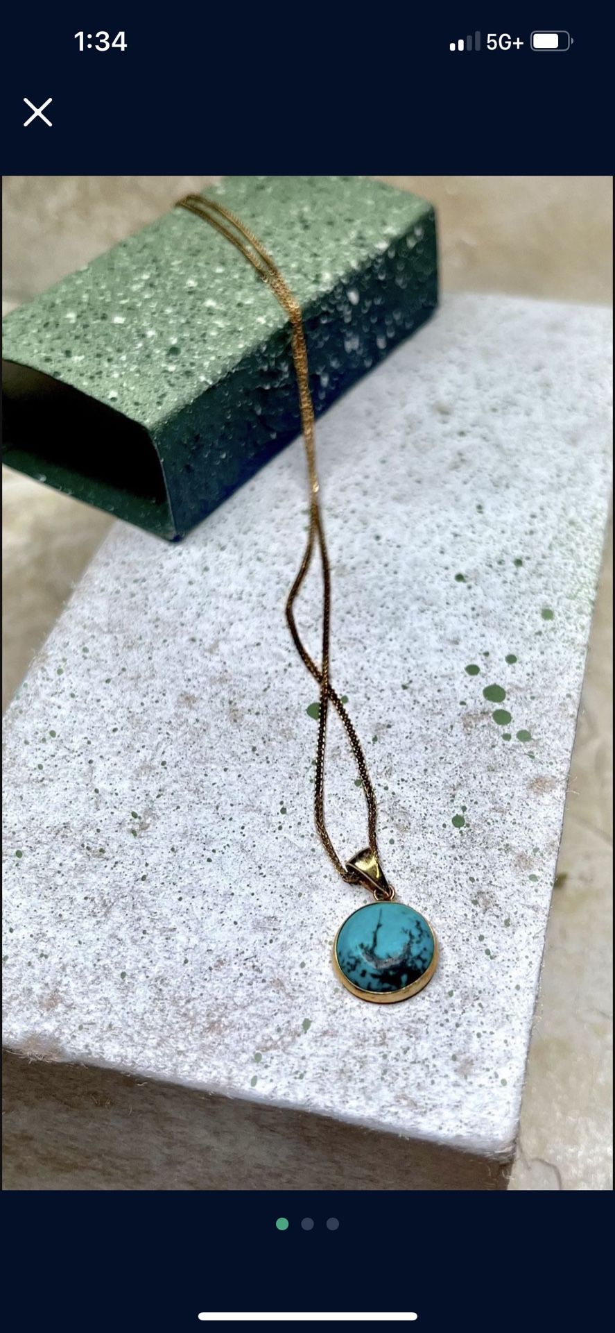 14K Gold Turquoise Necklace 