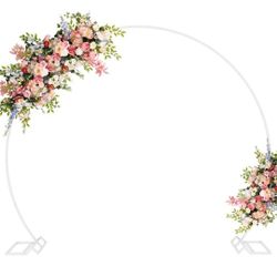 Asee'm 7.2FT White Wedding Arch Round Backdrop Stand Large Circle Metal Floral Balloon Frame for Party Anniversary Birthday Graduation Valentine Cerem