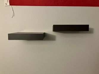 Set of 2 Black Floating Wall Shelves