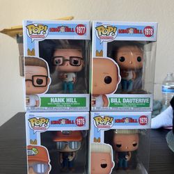 4 King of the Hill Funko Pops Hank Bill Boomhauer Dale Animation 1976 1977 1978