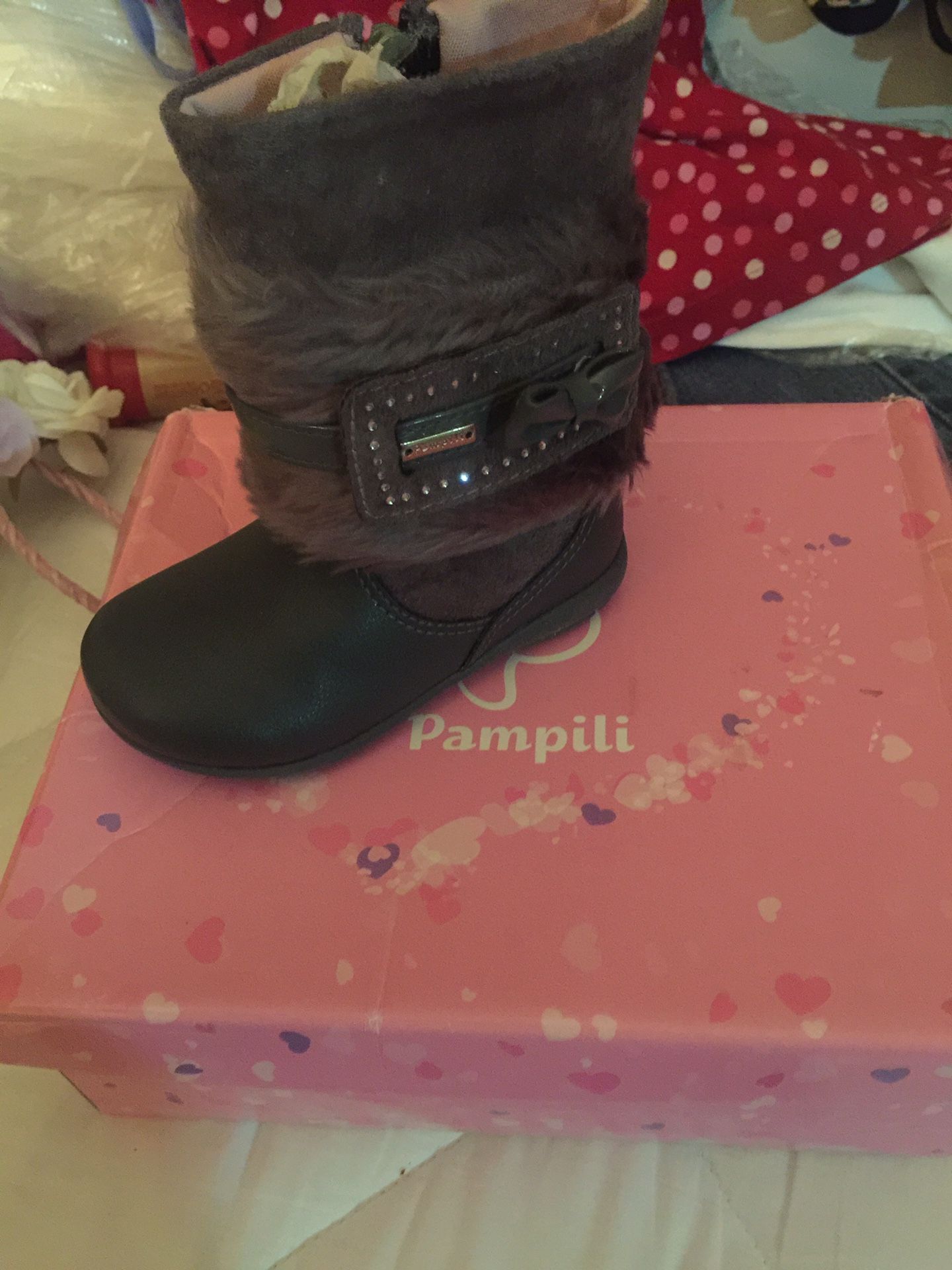 Infant designer boots/ fur skin