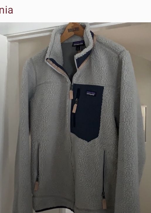 READ ENTIRE AD B4 MESSAGING Patagonia Women's Classic Retro-X® Fleece Navy Blue Grey size Large retro X Jacket WINDPROOF Vest