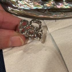 Silver plated multi ovals ring size 7