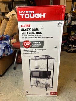 NEW Hyper Tough 4-Tier Black Wire Shelving Unit (36"x14"x54") — Brand New In Box