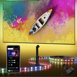 DeckTok TV Backlight LED 15ft - TV Backlight Sync to Screen PC Monitor for 55-75 Inch RGB LED Strip Lights Cuttable with Smart App Control Game