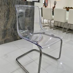 Modern Clear Acrylic Silver Metal Chairs