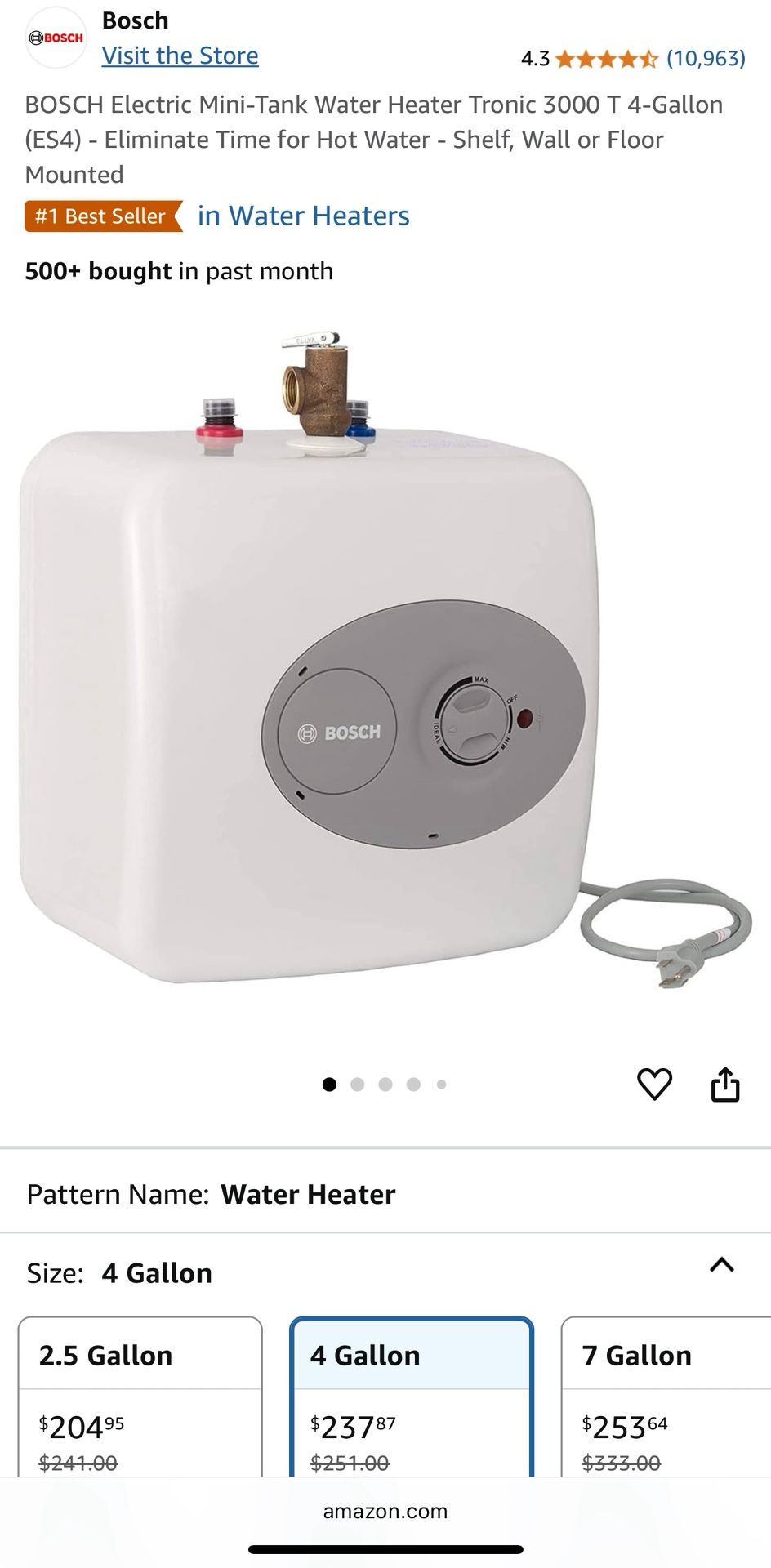 Bosch Mini-Tank Electric Water Heater
