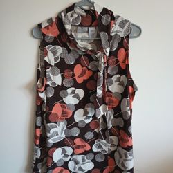 Worthington Woman's Stretch Blouse Size L Sleeveless  with neck bow.