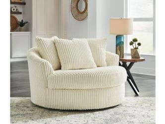 Lindyn Ivory Oversized Swivel Accent Chair