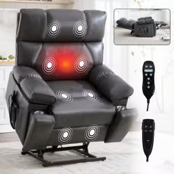 New Black Dual Motor Massage Recliner With heat. Lay Flat, Living room Sofa. Lazy Sofa