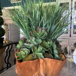 WOOD Bowl With Artificial Arrangement