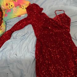 Red Long Glitter Prom/homecoming Dress