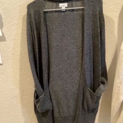OLD NAVY MEDIUM GREY OPEN FRONT LONGLINE CARDIGAN